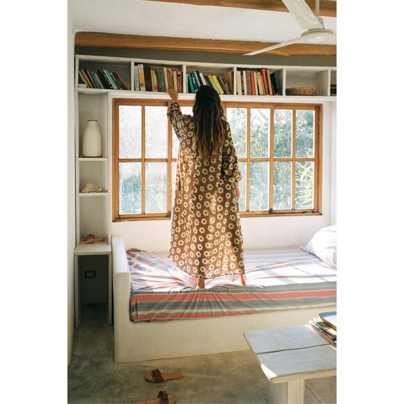 Christy Dawn The Rumi Mocha Daisy Beige Block Floral Print Maxi Dress Size XL - Picture 4 of 16